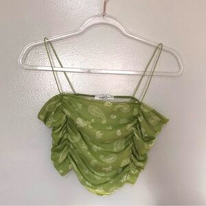 Rebellious Dreamer Crop Top Y2K Green Paisley Large